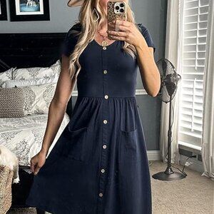 Ouges Navy Summer Skater Dress | Size XL